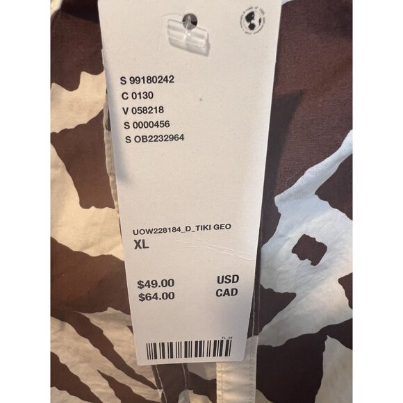 Urban Outfitters BDG Eva Mini Dress XL Brown Tiki Tropical Beach Coastal Neutral - Picture 9 of 12